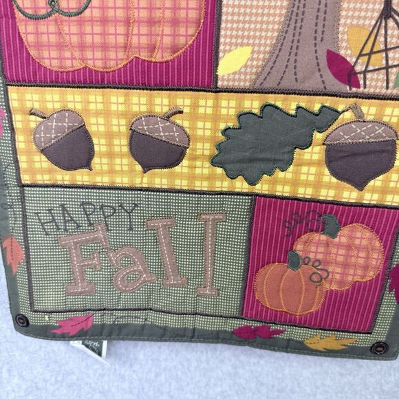 Table Runner Harvest Season Happy Fall  13x36 Pumpkins Acorns Patchwork - Picture 13 of 13